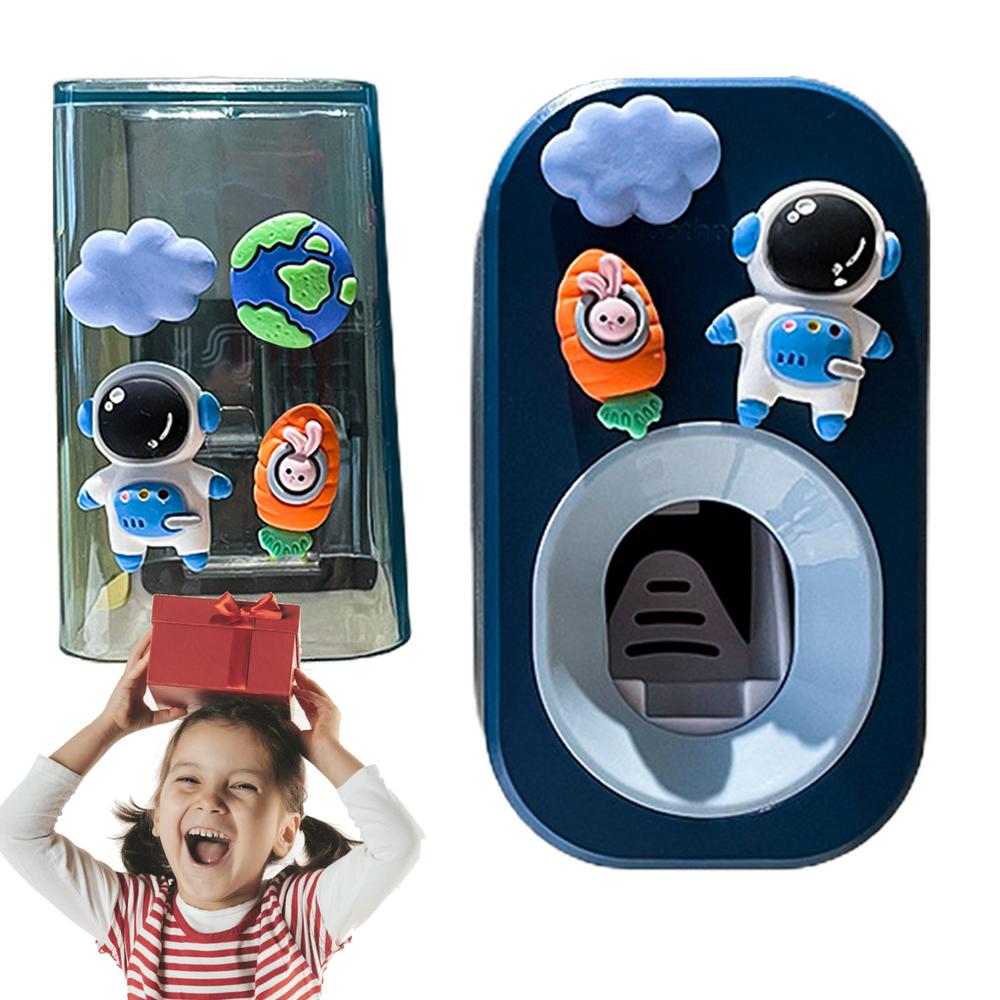 Детский автоматический дозатор зубной пасты, 3 шт., настенный держатель для зубной щетки и выдавливатель зубной пасты, устойчивый и без проколов