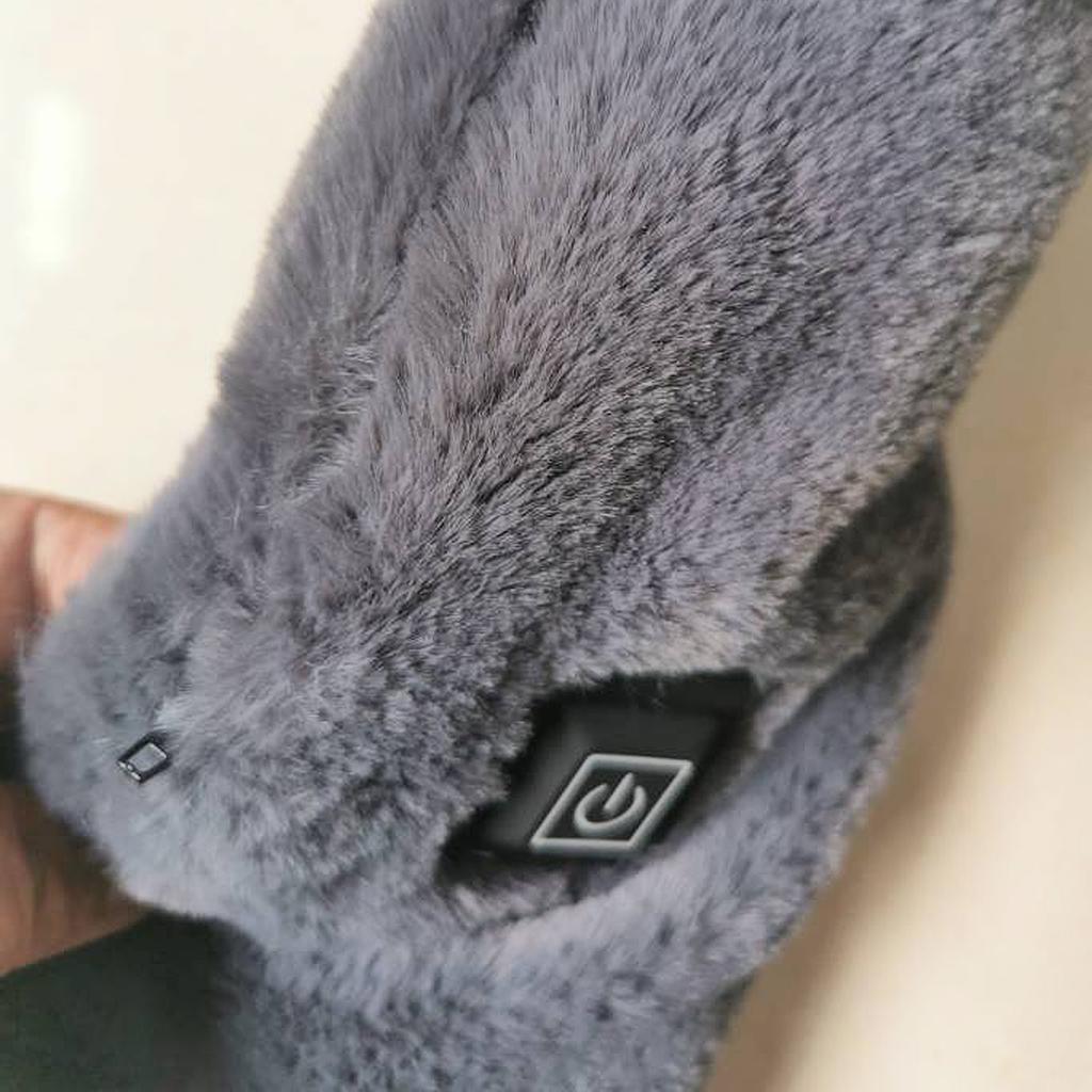 Imitation Rabbit Fur Heating Scarf Dark Grey 3 Gears Adjustabele Electric Heated Scarf