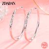 ZDADAN Серьги-кольца из стерлингового серебра 925 пробы, 30/40/50/60 мм, круглые, для женщин, модные украшения