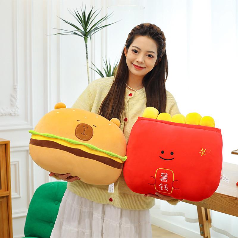 Plush Capybara Hamburger Toy Adorable Cartoon Girls Bedtime Pal Birthday Gift