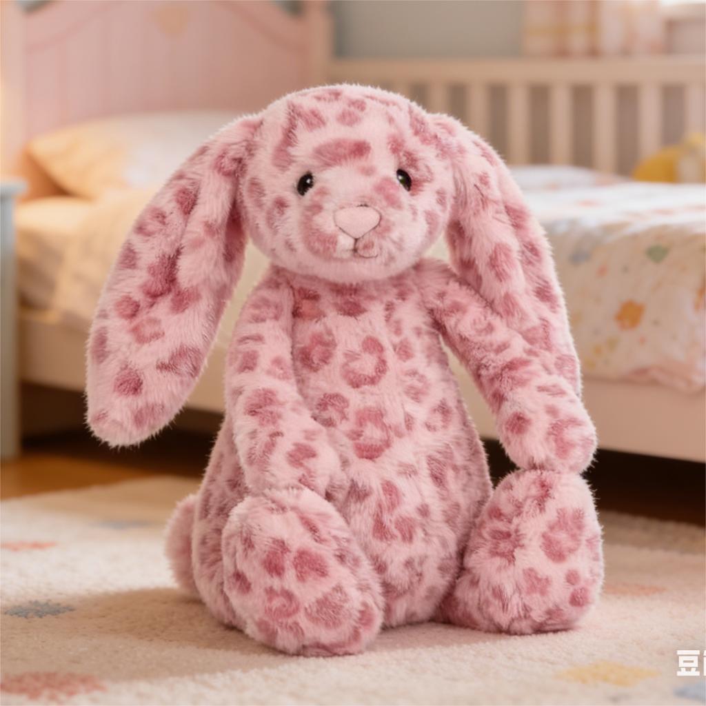 New Arrival Creative Rainbow Rabbit Pink Cheetah Rabbit Soothing Comfort Doll Cute Plush Bunny Toy Birthday Holiday Gift