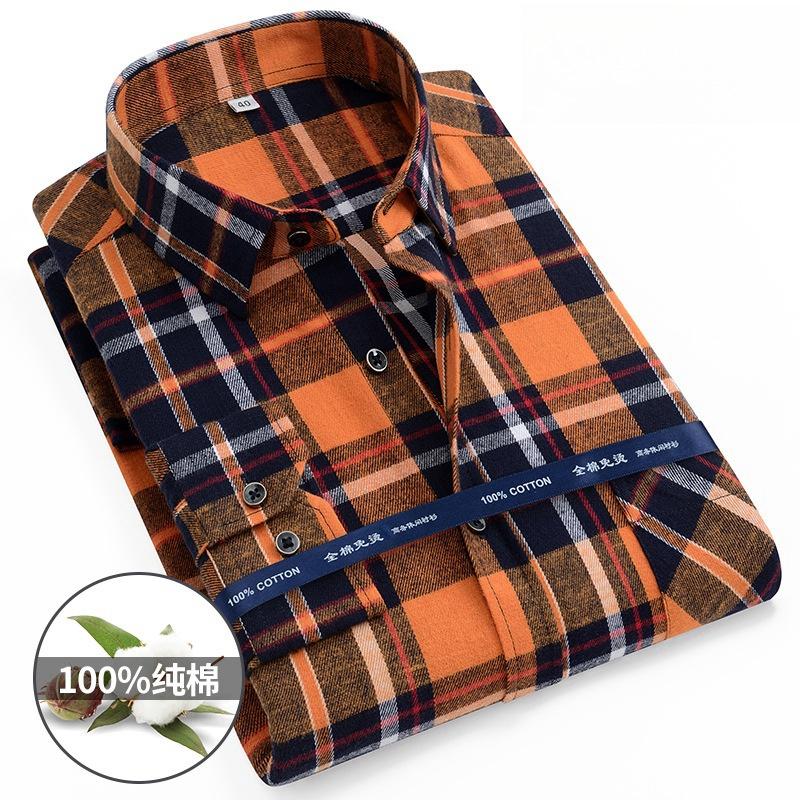 100% Pure Cotton Flannel Soft Regular-fit Long Sleeve Brushed Shirt Single Pocket Comfortable Casual Thick Plaid Shirts S-11XL