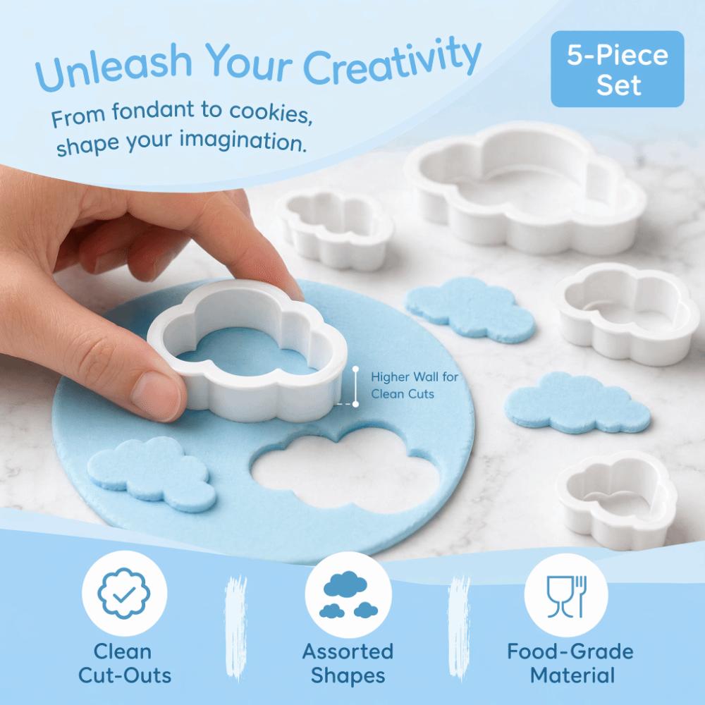 10pcs Raised Cutter Walls Cookie Cutter Set Cloud Shape Cake Cutter  Fondant Decoration