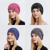 Slouchy Winter Warm Unisex Fleece Plush Lined Checkered Knit Slouchy Hats Thick Skull Chunky Beanie Cap