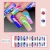24pcs False Nails Blue Gradient Design Fake Nails Art Full Coverage Waterproof Removable Artificial Press On Nails
