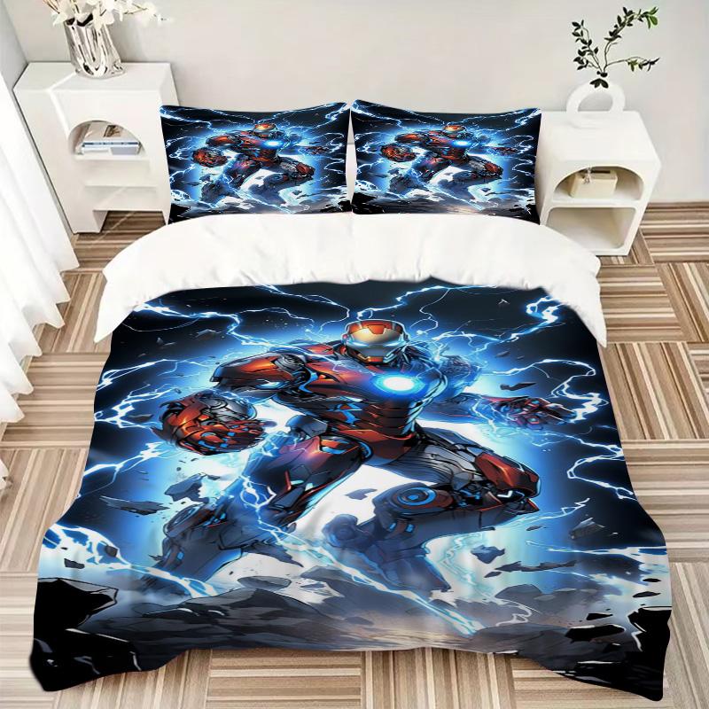 Iron Man Strike Print 3Pcs Bedding Setduvet Cover With 2 Bedropillowcase Home Birthday Gift