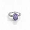 Imitation 8 * 10 Oval Natural Amethyst Purple Diamond Colored Treasure Ring High Texture Zircon Ring