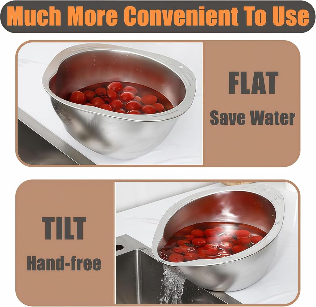 Сито для мойки риса Чаша из нержавеющей стали 304 Чаша для мойки риса Сито для риса Дуршлаг Фильтр для фруктов и овощей Кухонные принадлежности