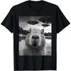 Funny Graphic Tee Capybara Selfie with UFO Weird Tee T-Shirt