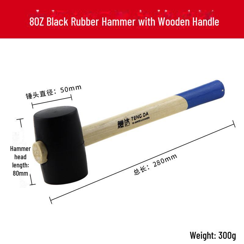 Тенгда Резиновая киянка с рукояткой из массива дерева для укладки плитки и пола