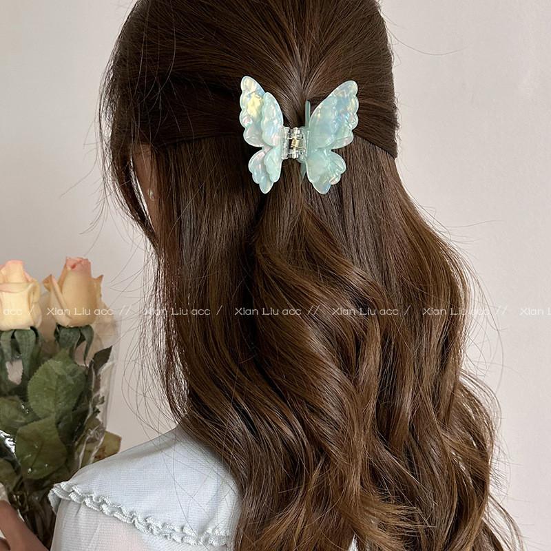 Colorful Butterfly Hair Clip for Women Sweet Flower Frangipani Hair Claw Clips Acetic Acid Hair Accessories Ponytail