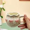 Нежная керамическая кофейная кружка с бантиками, портативная, элегантная, офисная посуда для напитков, можно мыть в посудомоечной машине, столовая посуда, кухонный инструмент