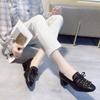 Fashion Lady Heels Fall New Square Toe Deep Mouth Spliced Bow Slip Foot Anti-Slip Wear-Resistant Block Heel Single Shoes