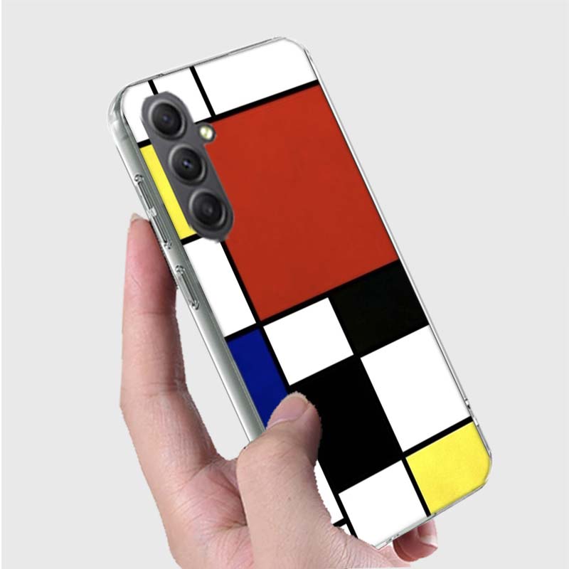 TOPLBPCS Mondrian Grid Phone Case for Samsung A16 A26 A36 A56 A17 A37 A57 A07 A06 A02S A03 A04S A05S Galaxy Note 20 10 A50S A71