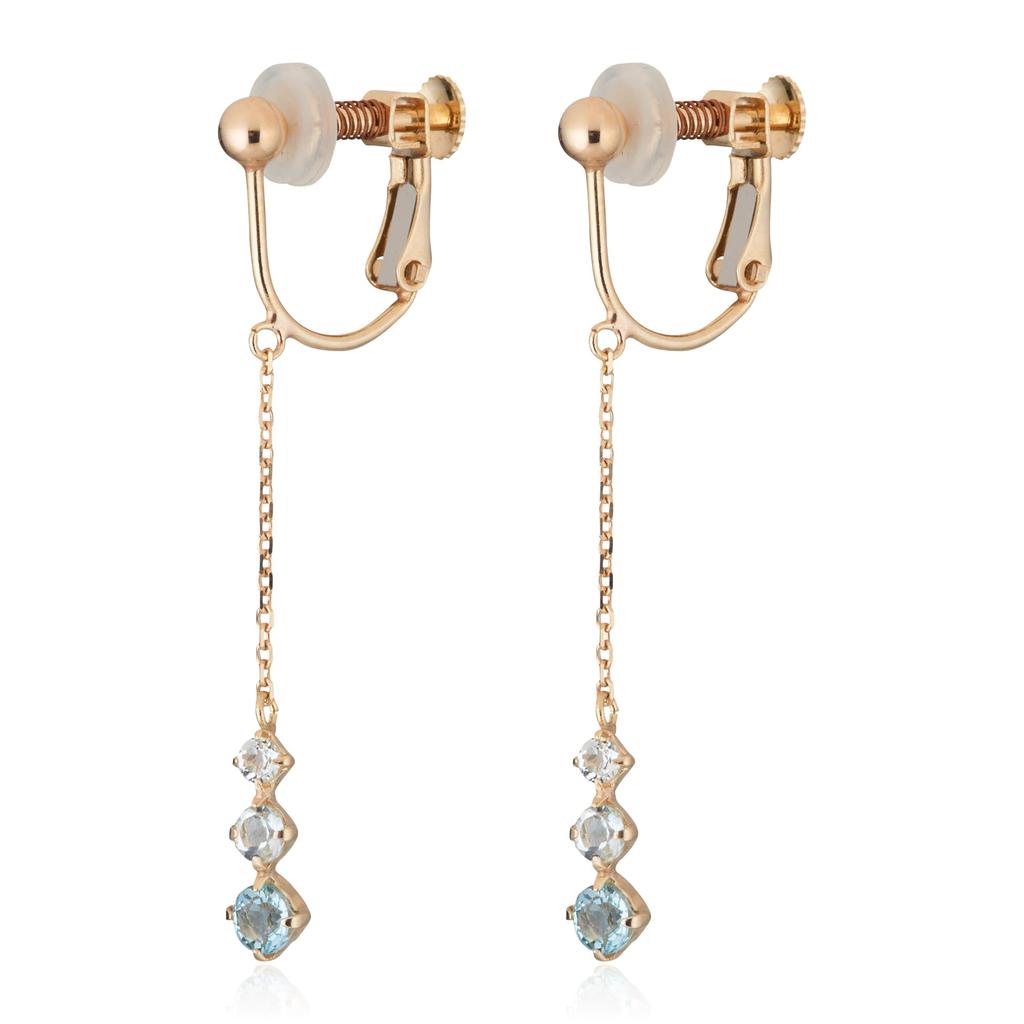 Blue Topaz Gradient Line Earrings K10 Yellow Gold