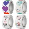 White Thank You Self-Adhesive Labels with Colorful Heart Design - Round Handmade Sealing Stickers