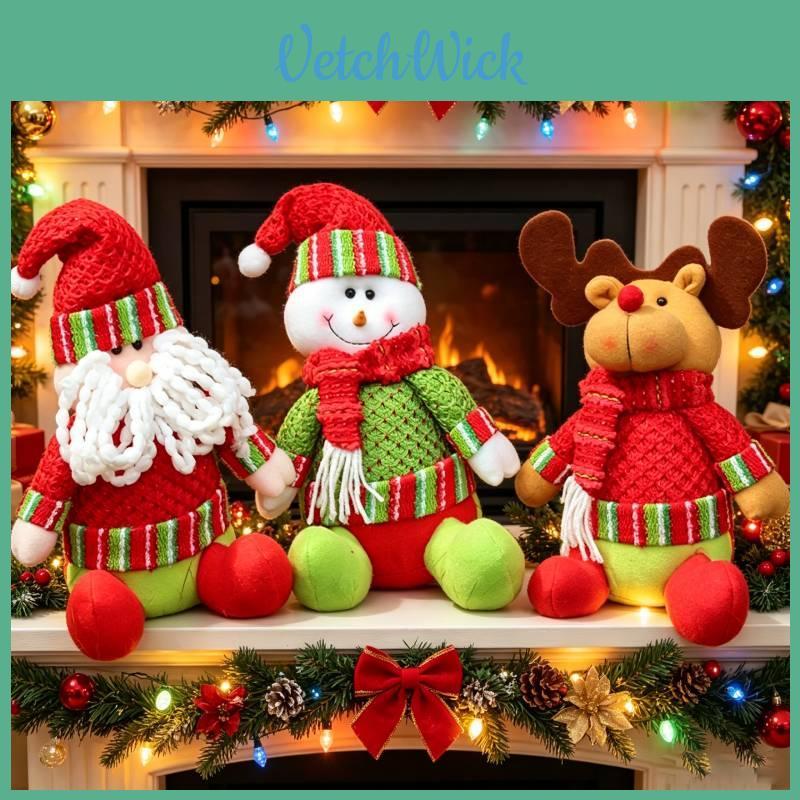 Holiday Plush Christmas Decorations Featuring Snowman Santa Reindeer For Indoor Use