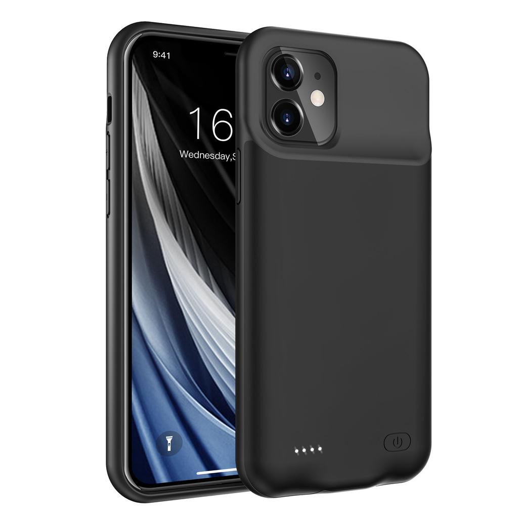Чехол-зарядка для мобильного телефона с аккумулятором 6000 мАч для iPhone 12 mini 5,4 дюйма - Черный