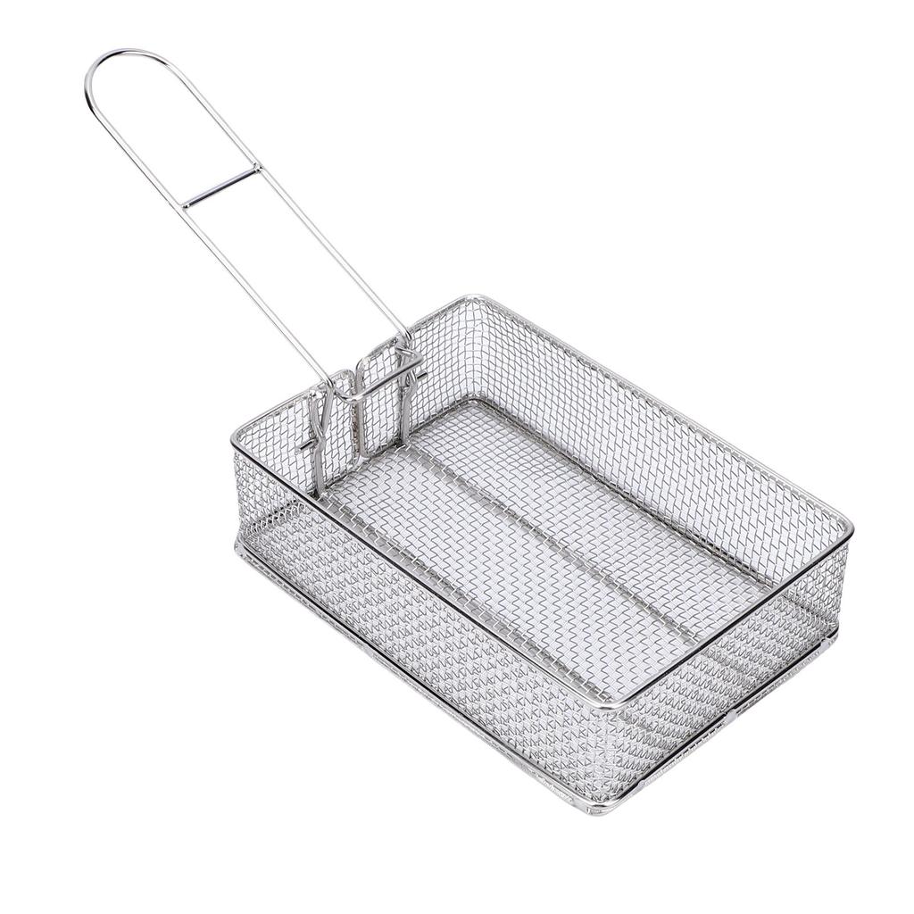 Fry Basket with Foldable Detachable Handle Multifunctional Stainless Steel Fine Mesh Frying Basket for Frying Food