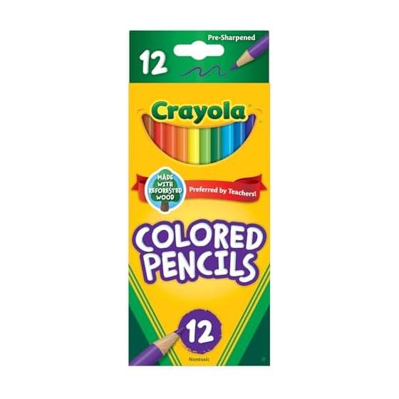 Цветные карандаши Crayola, 12 штук, яркие цвета, толстый и мягкий грифель, устойчивы к поломке, изготовлены из переработанной древесины