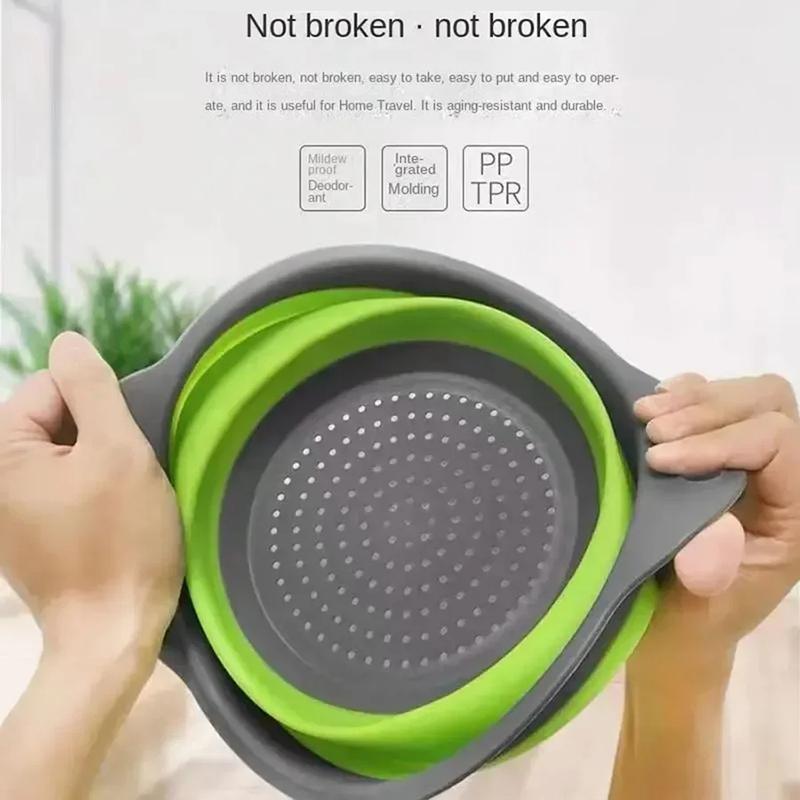 Round Collapsible Colander Foldable Fruit Basket Kitchen Strainer Portable Washing Basket Vegetable Fruit Drain Bowl Household6