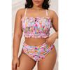 2025 Print 2 Piece Plus Size Bikini Women Verge Strapped Large Swimsuit High Waist Lady Swimwear Beach Chubby Curvy Bathing Suit