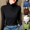 Женские топы с высоким воротником и длинным рукавом, облегающие, мягкие, эластичные, однотонные, с уникальным вырезом горловины