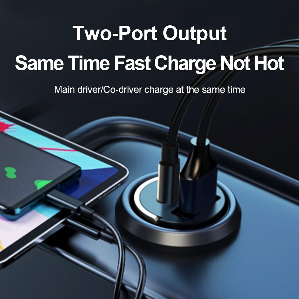 200W Mini Car Dual Port USB Charger Lighter Fast Charging Lighter Socket 100w PD Usb Type C Dual Ports Invisible Metal Charger