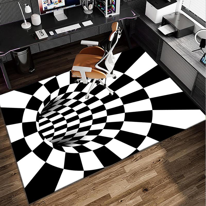 Checkerboard Distortion Pattern Office Rug Chair Mat, Entryway Carpet, Suitable for Front Door, Bedroom, Living Room, Desk, Holiday Gift