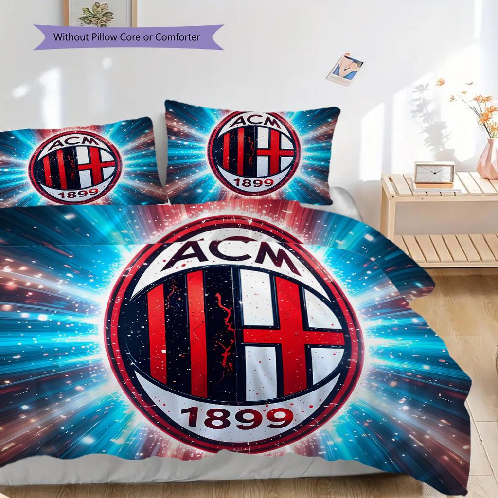 AC Milan Pattern Bedding Quilt Set Quilt Cover Pillowcase Home Decoration Birthday Gift (1 * duvet cover + 2 * pillowcase, without core)