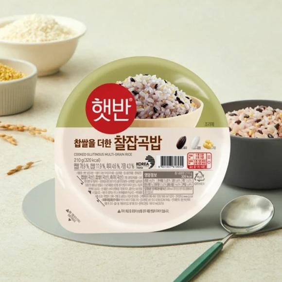 CJ Рис быстрого приготовления, пригодный для микроволновки Hetban - Daily Sticky Glutinous Multigrain Rice 210 г (2 варианта)