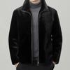 Мужское зимнее пальто из золотистого норкового бархата 2025: Мода для среднего возраста, Повседневная теплая флисовая куртка, Свободный крой, Верхняя одежда