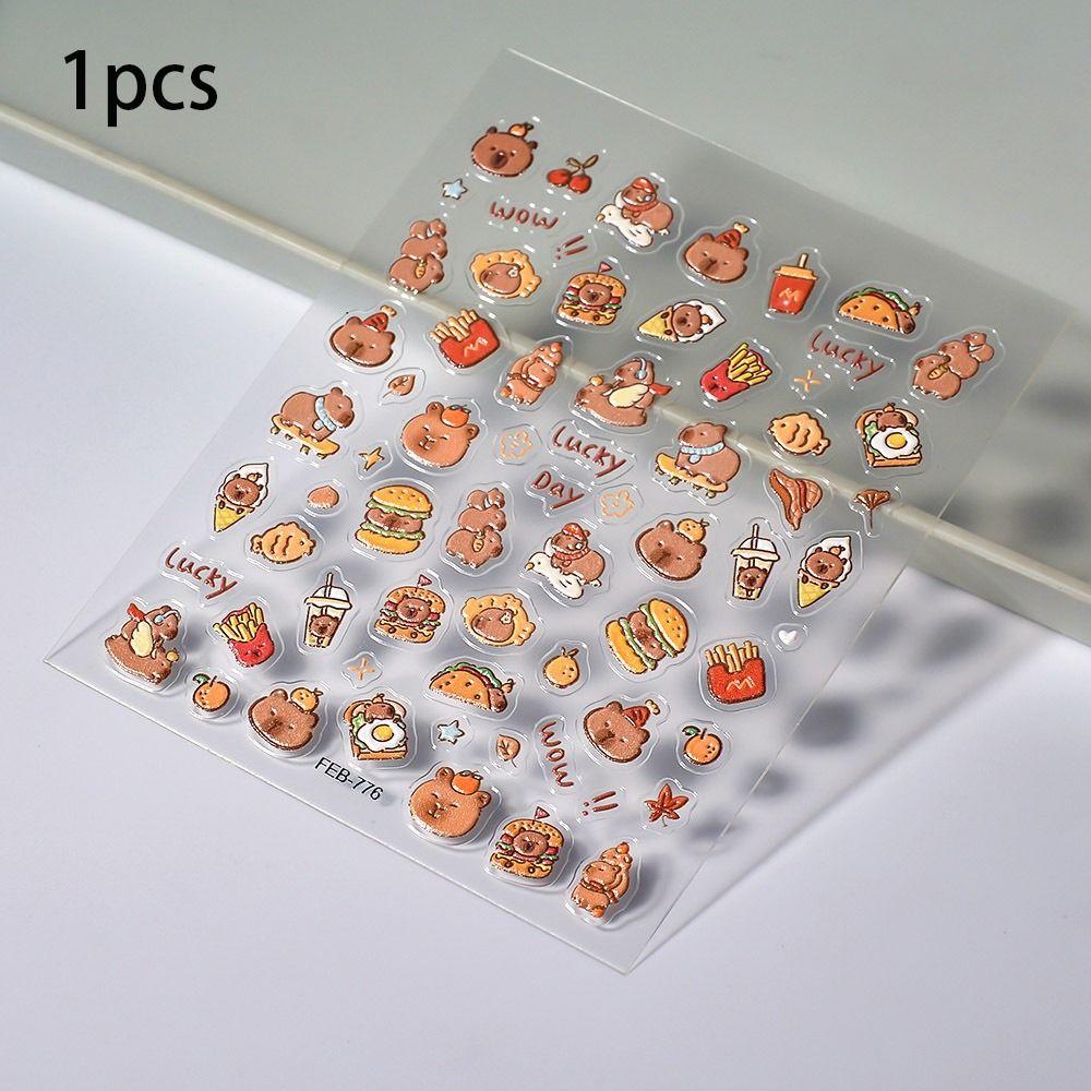 1/10 шт. Коричневый Капибара Капибара Наклейка для ногтей Милые мультяшные наклейки с капибарой Декаль Наклейка для нейл-арта