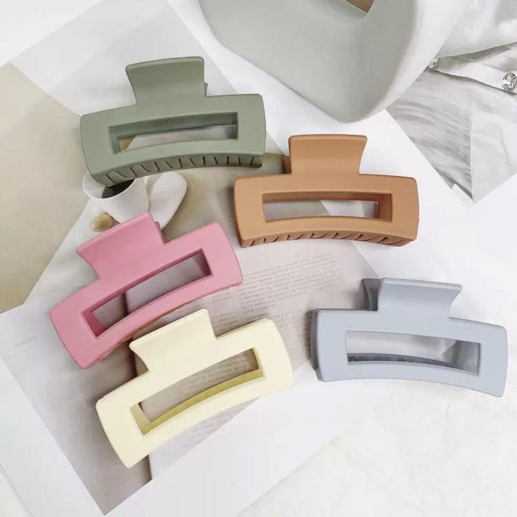 Кремовые матовые корейские заколки для волос: Большой зажим для акул для женщин - Аксессуары для ванны и затылка