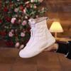 Women's Winter Fur Lined Snow Boots Outdoor Non Slip Faux Leather Ankle Boots With Zipper Thick Sole Warm Plush Lined Bootie High-Top Shoes for Female