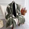 Autumn And Winter Simple And Versatile High-End Scarf Color Matching Jacquard Woven Warm Shawl Imitation Cashmere Scarf Women
