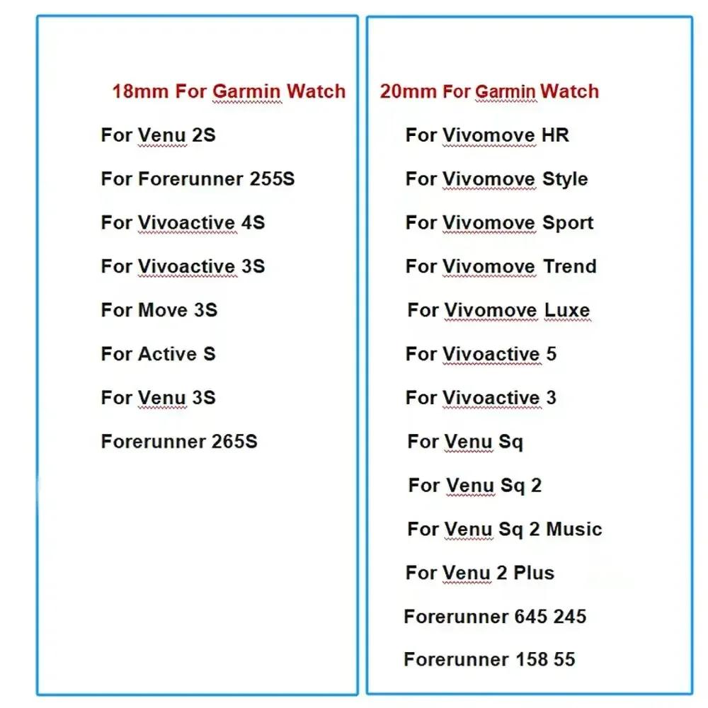 18 20 мм ремешок для часов из ПУ кожи для Garmin Venu 2 Plus/sq2/Vivoactive 3 3S 4S Forerunner 245 645 158 55 умный браслет ремешок
