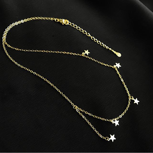 925 Sterling Silver Elegant Simple Multiple Stars Choker Necklace Gift For Girl Star Pendant Party Fine Accessories