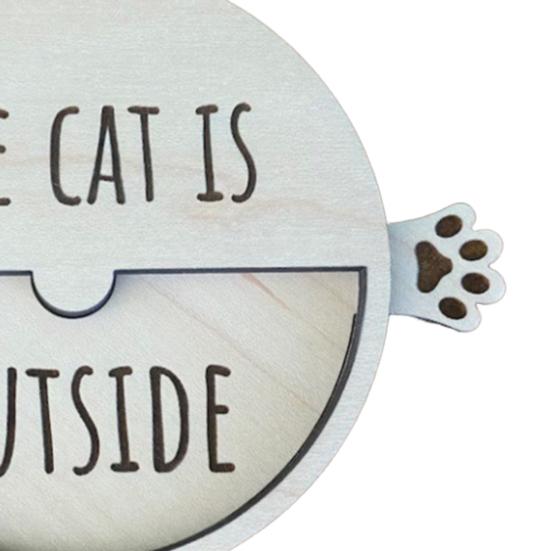 Магнитный знак-напоминание о питомце. Кошка внутри, снаружи. Деревянный знак, переключаемый.