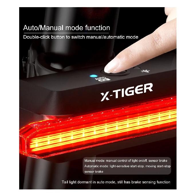 X-TIGER LED Bike Tail Light 6 Mode IPX5 Waterproof Super Bright USB Rechargeable Rear Bike Red Light Warning Bicycle Lights