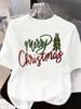 (Asian Size) letter sweet O-neck T Shirt Short Sleeve T-shirts Merry Christmas Fashion Women's Top Print Casual New Year Clothing Graphic Tee