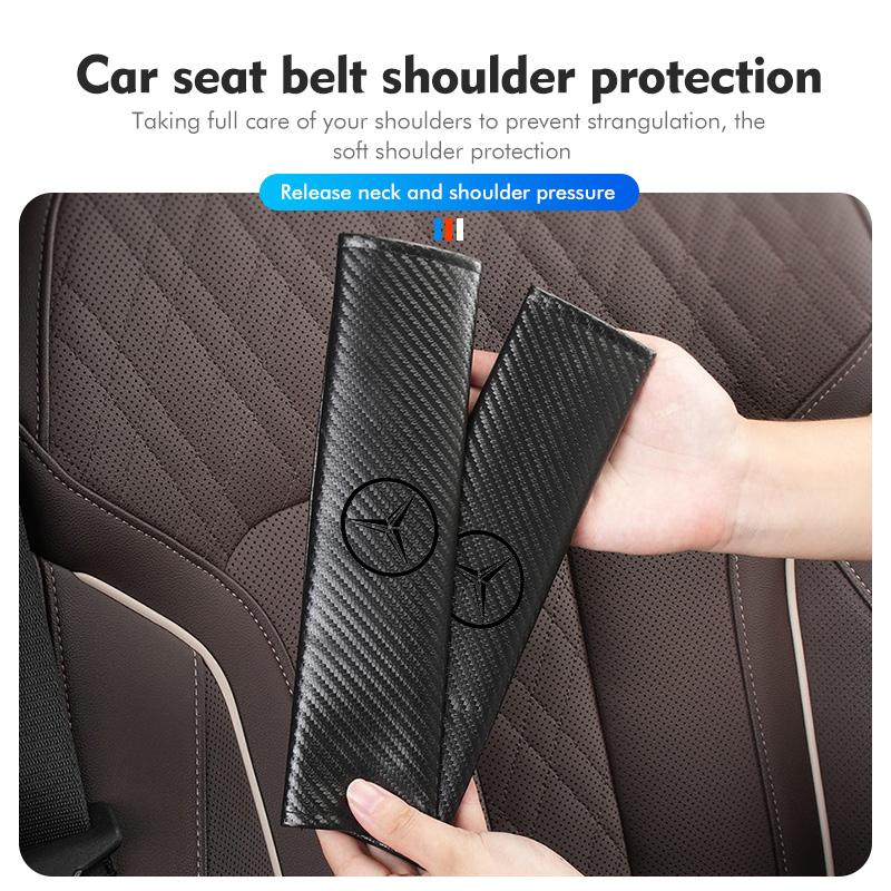 Car Carbon Fiber Seat Belt Shoulder Cover Padding Seatbelt ProtectionAccessories For Benz CITAN VITO SPRINTER CLS SLK Sport ML