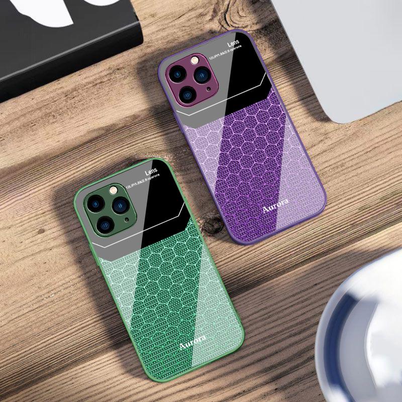 Шестиугольная сетка из яблок для iPhone 16 Pro Max 15 Pro 14 13 12 Mini 11 XS Max XR 7 8 Plu SE 2022 Чехол для телефона из закаленного стекла