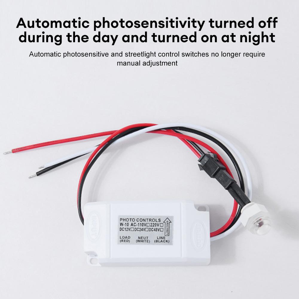 Фотоэлектрический датчик-выключатель с управлением светом, DC 12V/24V AC 100-260V, для улицы, защита от дождя и молнии, интеллектуальный датчик с задержкой