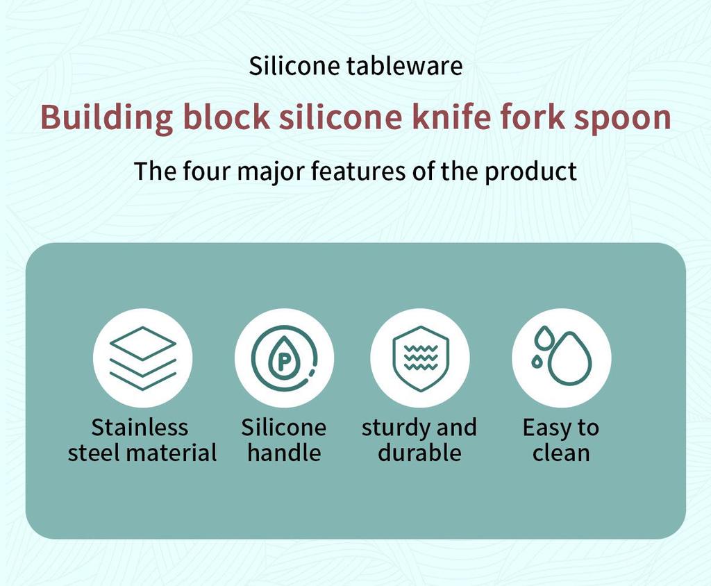 Силиконовые строительные блоки из нержавеющей стали, набор детских столовых приборов: Нож, вилка и ложка для младенцев.