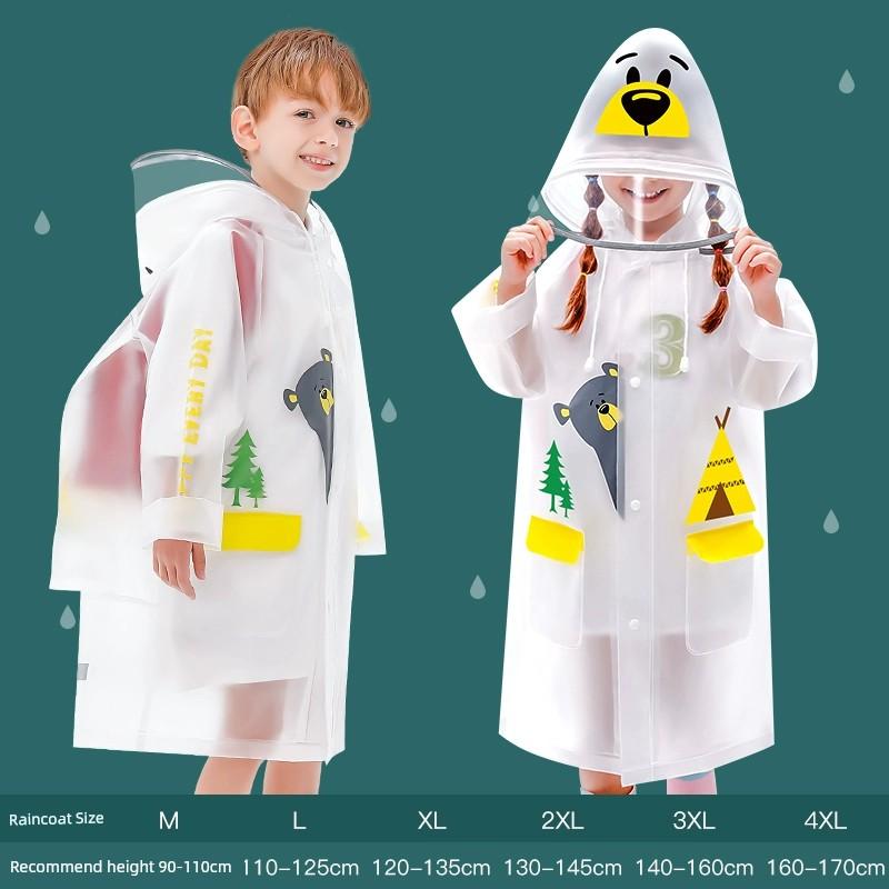 Children's Raincoat for Boys and Girls, Kindergarten and Elementary School Students, Special for School Use, Girls' Raincoat with Backpack Space