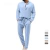 Spring and Summer Thin Men's Solid Color Casual T-shirt Long-sleeved Shirt Trousers Suit