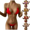 Women Sexy Fashion Solid Color Bikini Strappy Swimsuit
