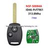 Совместим с 2/3/4-кнопочным брелком для автомобиля Honda Civic, чип ID46, 313,8 МГц, N5F-S0084A