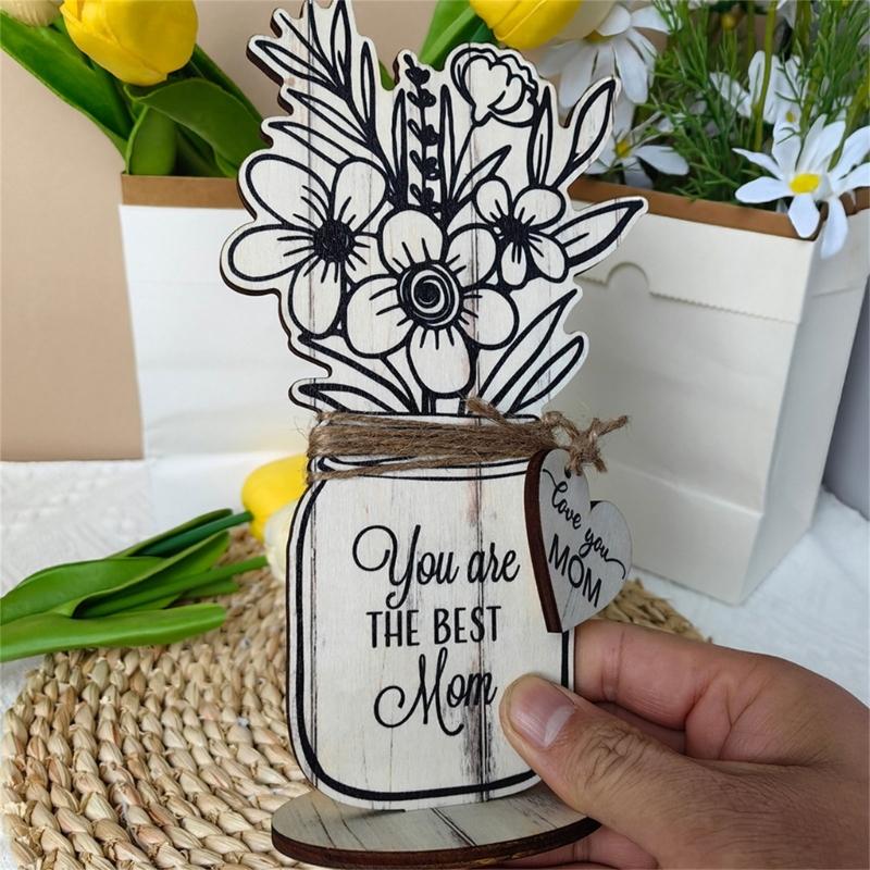 Уникальный настольный деревянный цветок, подставка для стола ко Дню матери, подарок в знак признательности, изысканный подарок, красиво упакованные деревянные настольные украшения